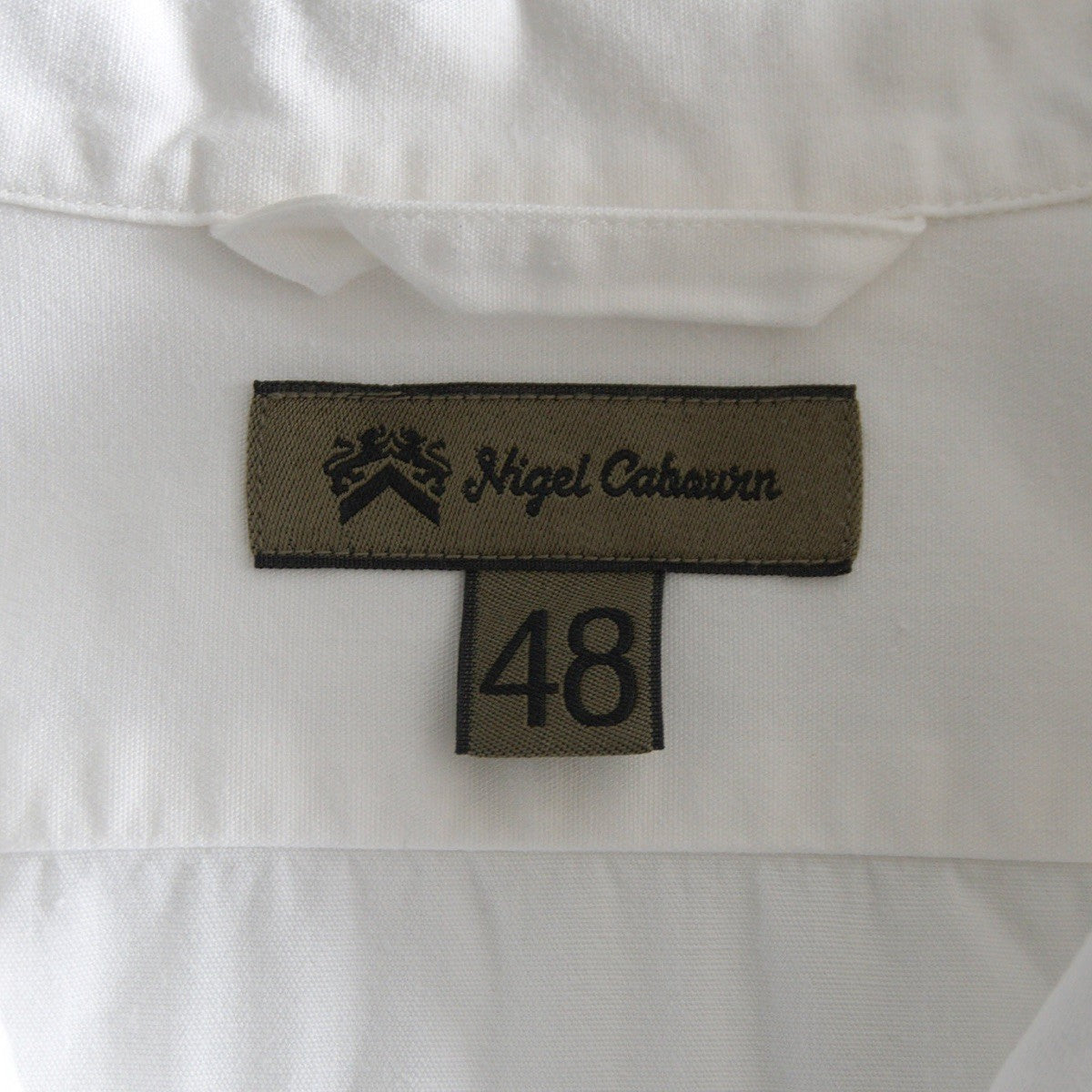 NIGEL CABOURN Cotton Twill Open Collar Shirt White Size M
