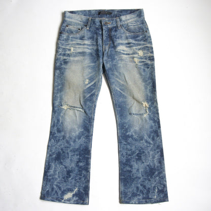 MIDAS9 Y2K Distressed Bleached Flare Denim Pants Size 34