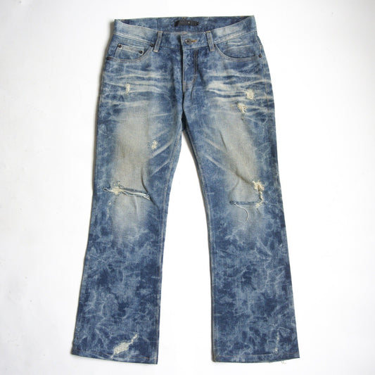 MIDAS9 Y2K Distressed Bleached Flare Denim Pants Size 34