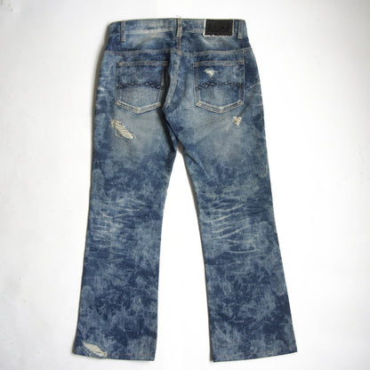 MIDAS9 Y2K Distressed Bleached Flare Denim Pants Size 34