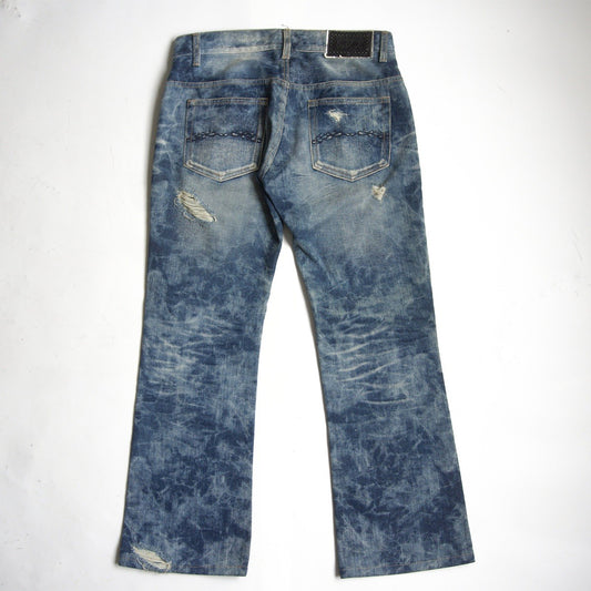 MIDAS9 Y2K Distressed Bleached Flare Denim Pants Size 34