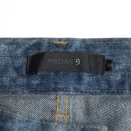 MIDAS9 Y2K Distressed Bleached Flare Denim Pants Size 34