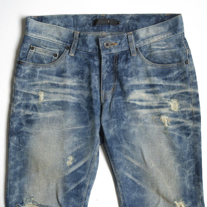 MIDAS9 Y2K Distressed Bleached Flare Denim Pants Size 34