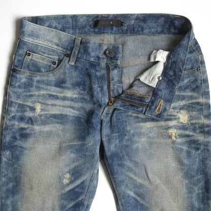MIDAS9 Y2K Distressed Bleached Flare Denim Pants Size 34