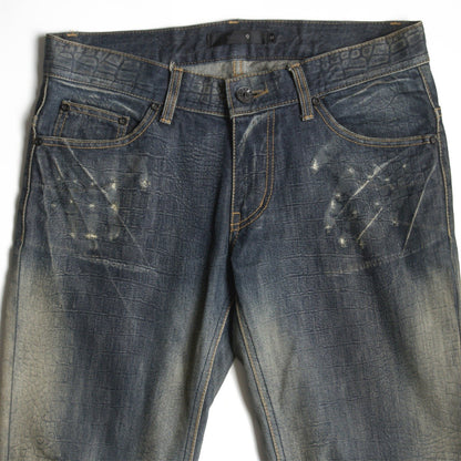 MIDAS9 Y2K Distressed Bleached Flare Denim Pants Size 34