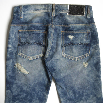 MIDAS9 Y2K Distressed Bleached Flare Denim Pants Size 34