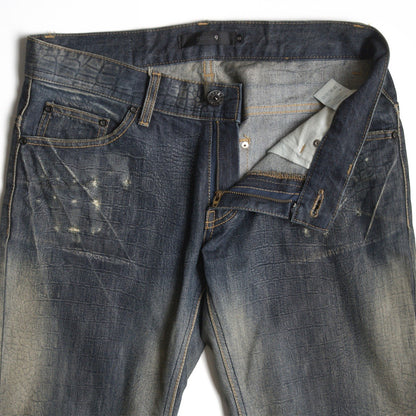 MIDAS9 Y2K Distressed Bleached Flare Denim Pants Size 34