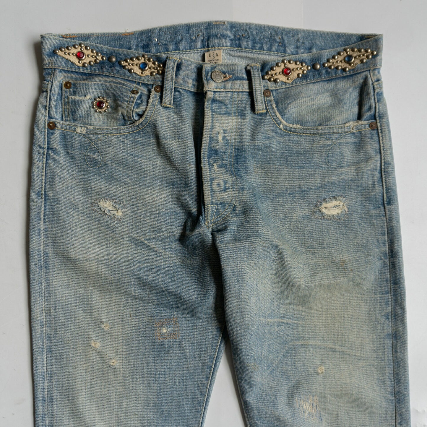 RRL Studded Vintage Wash Denim Pants Size 32×32