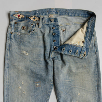 RRL Studded Vintage Wash Denim Pants Size 32×32