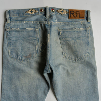 RRL Studded Vintage Wash Denim Pants Size 32×32