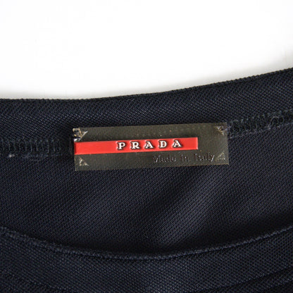 PRADA Black Shoulder Zip Cut & Sew Top Size M