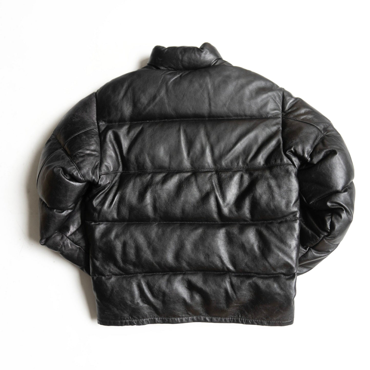 SCHOTT 214D Leather Down Jacket Black Size 38