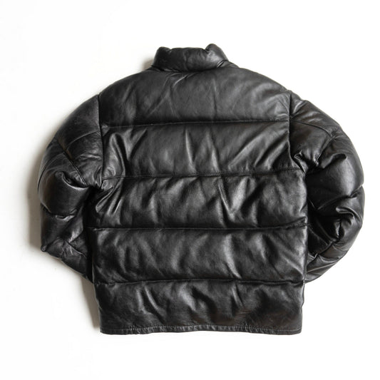 SCHOTT 214D Leather Down Jacket Black Size 38