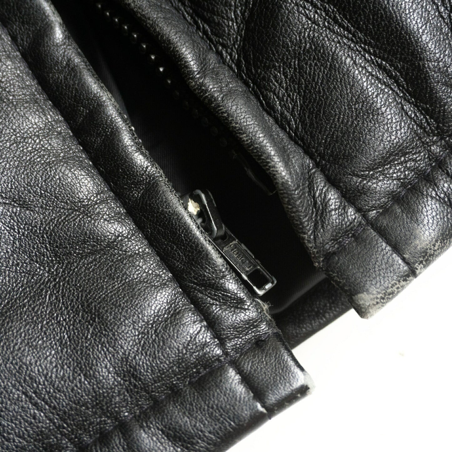 SCHOTT 214D Leather Down Jacket Black Size 38