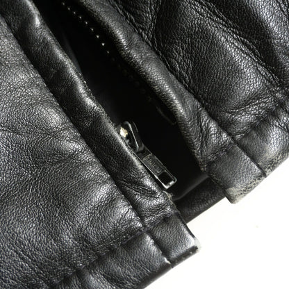 SCHOTT 214D Leather Down Jacket Black Size 38