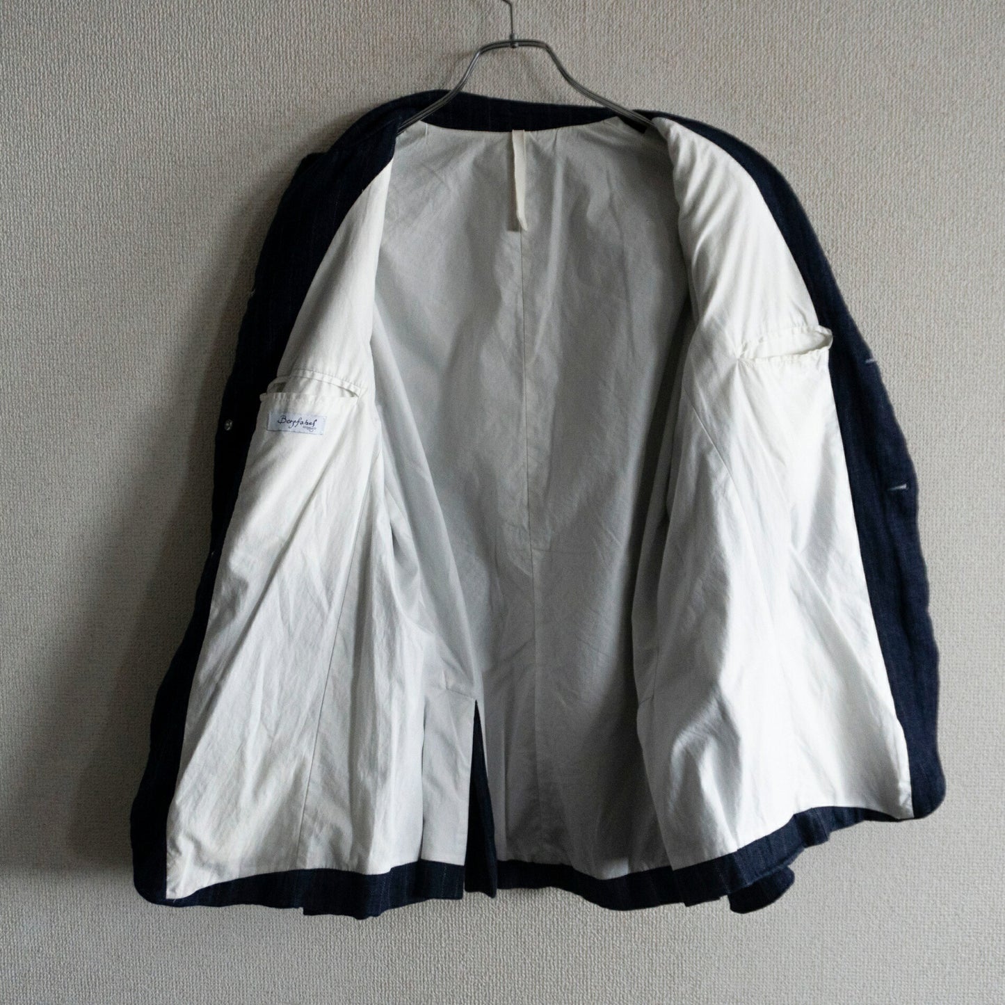 bergfabel Linen Cotton Stripe Farmer Jacket Navy Size M