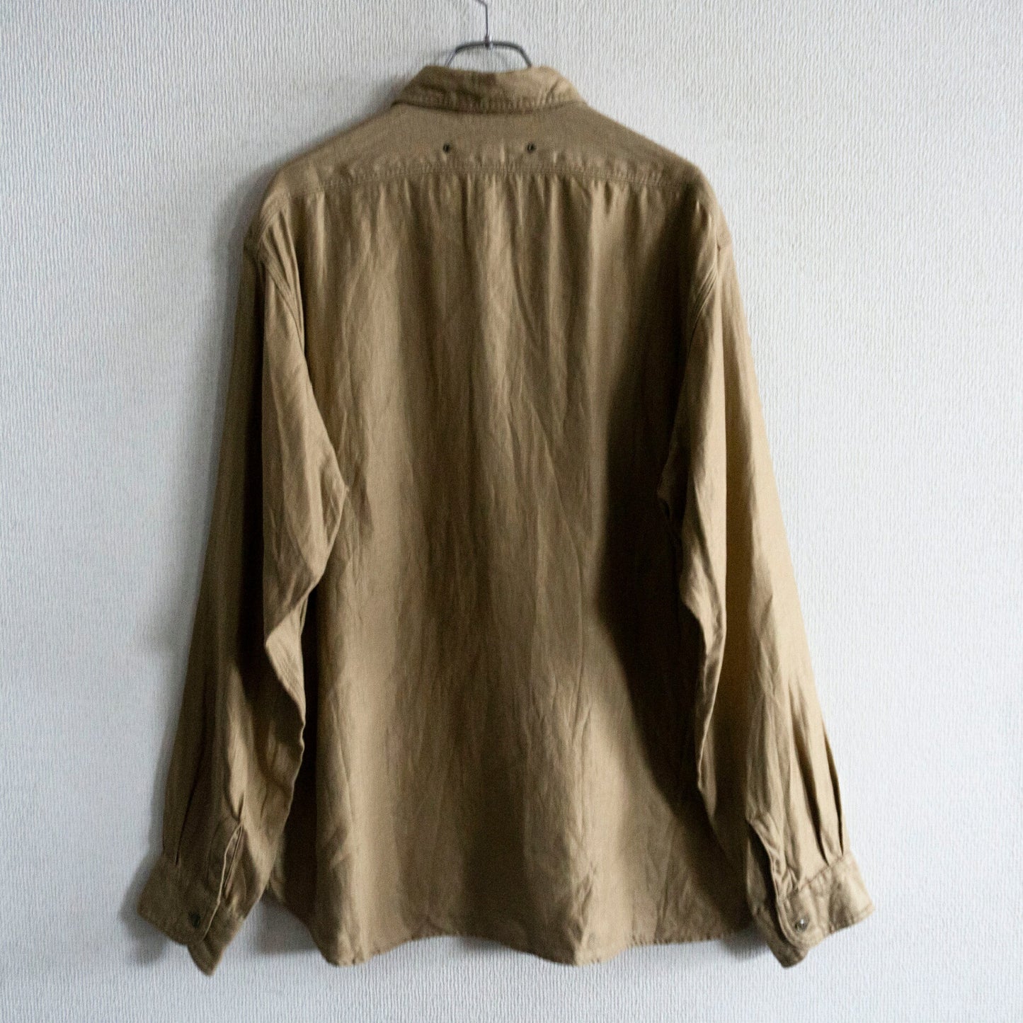 NIGEL CABOURN Linen Twill Engineer Work Shirt Khaki Size XL