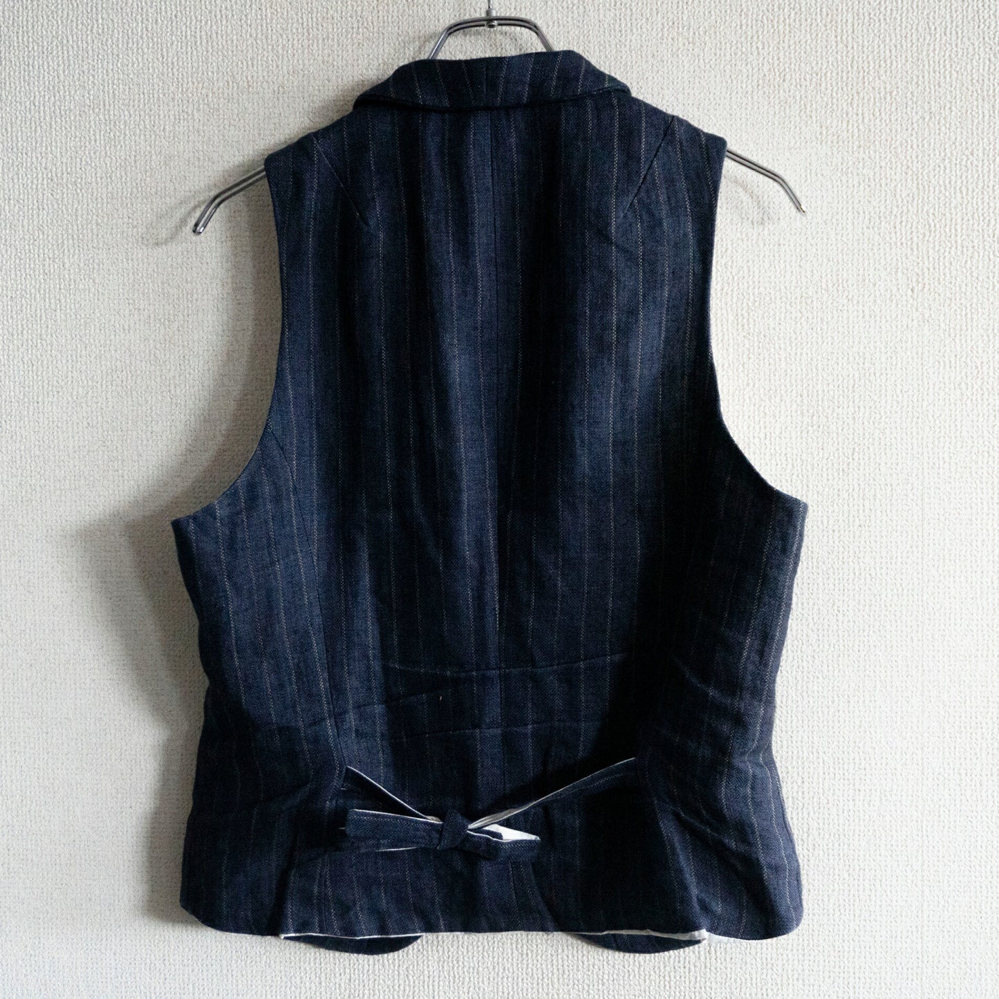 bergfabel Italy Linen Cotton Stripe Farmer Vest Navy Size S