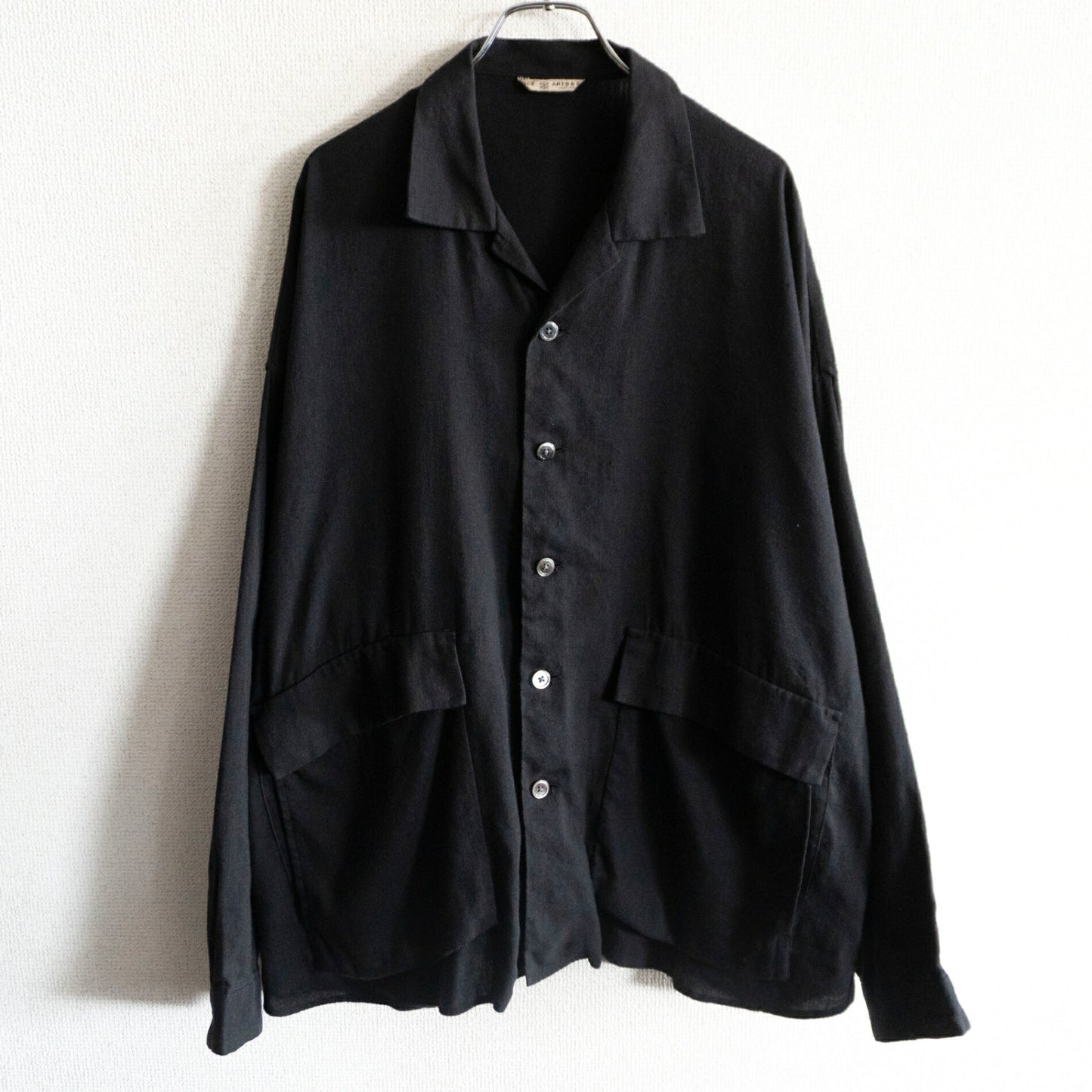 ARTS&SCIENCE Black Cotton Linen Angora Shirt Jacket Size L