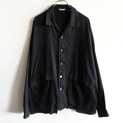 ARTS&SCIENCE Black Cotton Linen Angora Shirt Jacket Size L