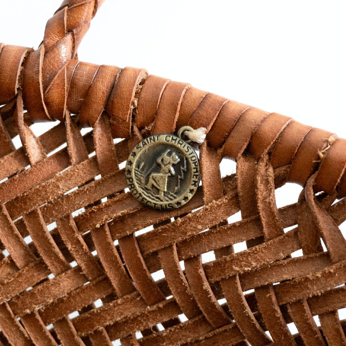 DRAGON Woven Leather Mesh Hand Bag Size ONE SIZE