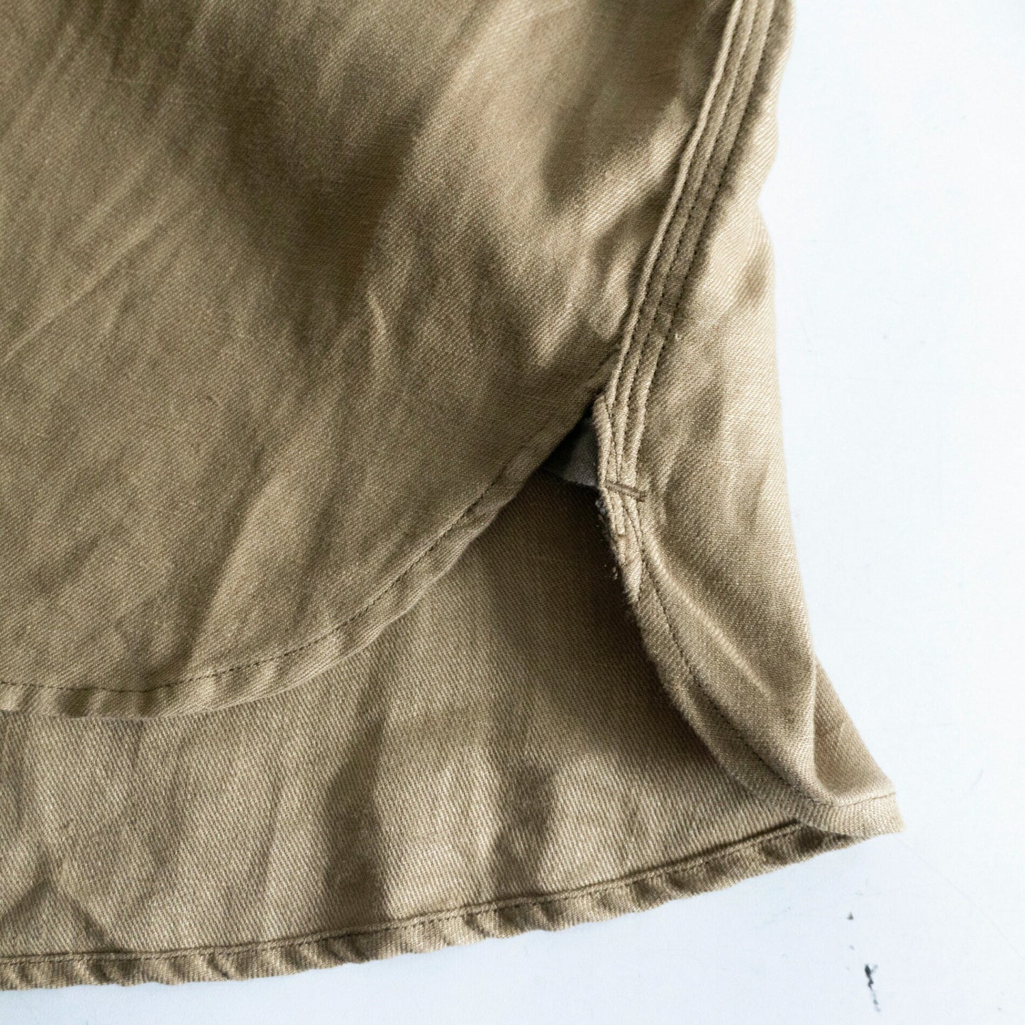 NIGEL CABOURN Linen Twill Engineer Work Shirt Khaki Size XL
