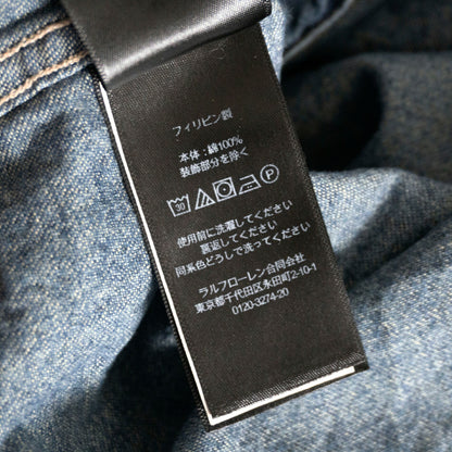 RRL Indigo Buffalo Denim Western Shirt Concho Size L