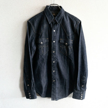 RRL Indigo Buffalo Denim Western Shirt Concho Size S