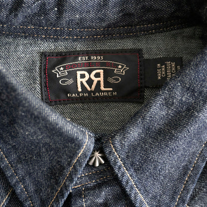 RRL Indigo Buffalo Denim Western Shirt Concho Size S
