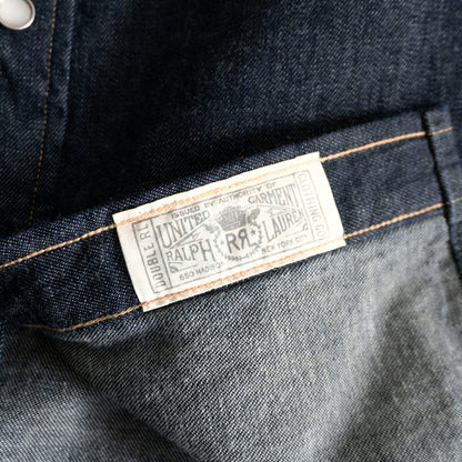 RRL Indigo Buffalo Denim Western Shirt Concho Size S