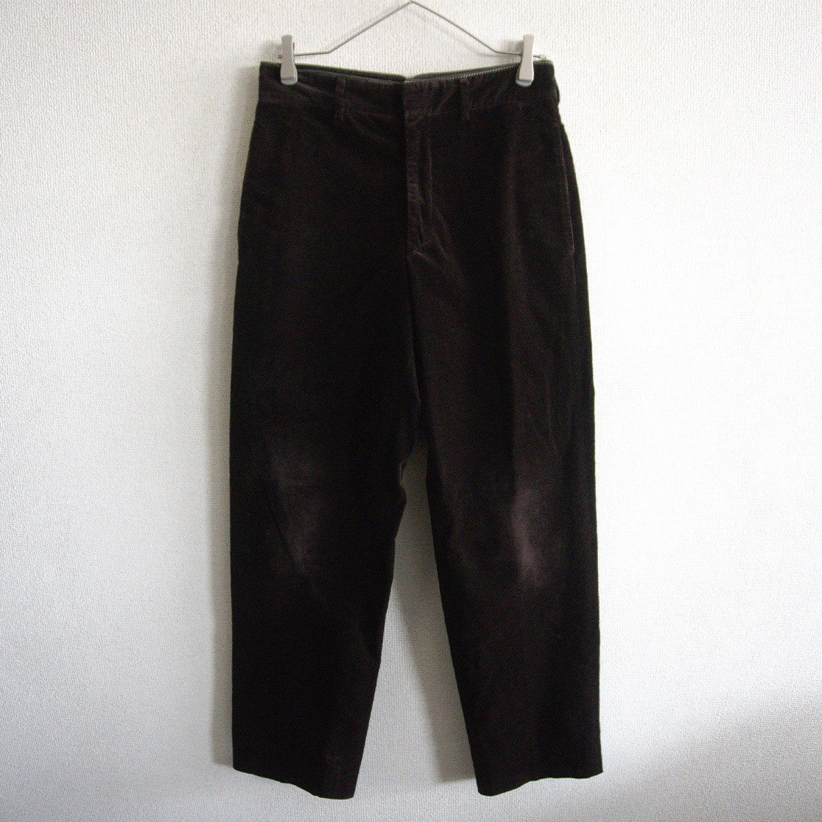 HERMES Leather Trim Corduroy Pants Brown Size 33