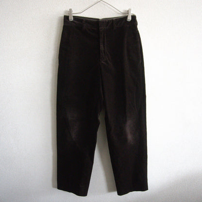 HERMES Leather Trim Corduroy Pants Brown Size 33