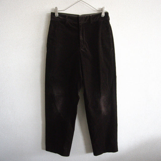 HERMES Leather Trim Corduroy Pants Brown Size 33