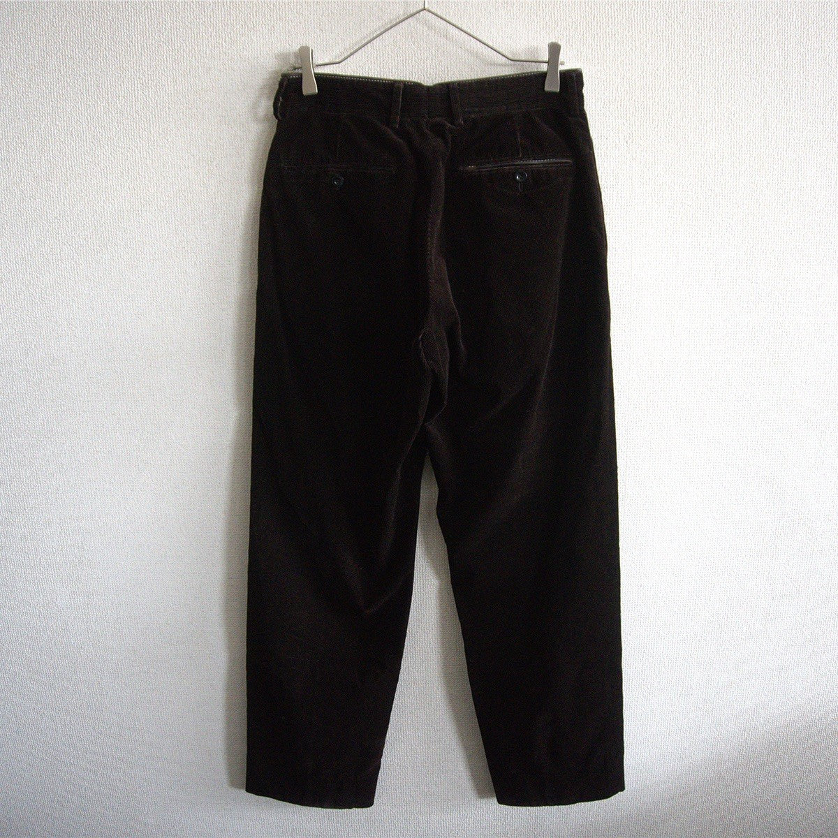 HERMES Leather Trim Corduroy Pants Brown Size 33