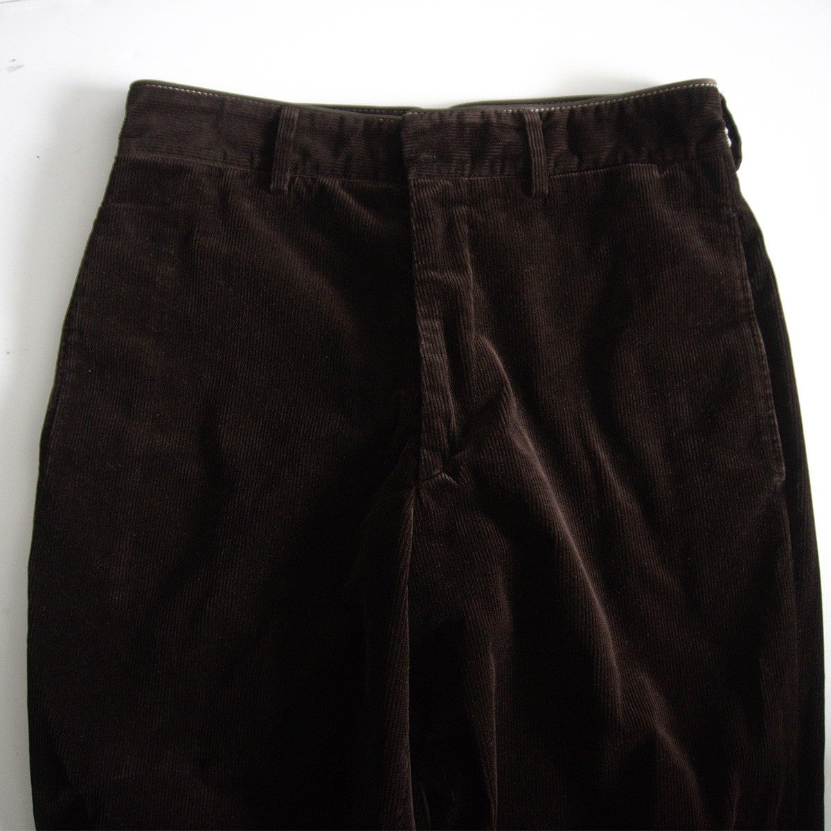HERMES Leather Trim Corduroy Pants Brown Size 33