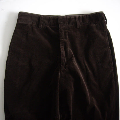 HERMES Leather Trim Corduroy Pants Brown Size 33