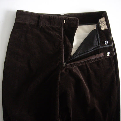 HERMES Leather Trim Corduroy Pants Brown Size 33