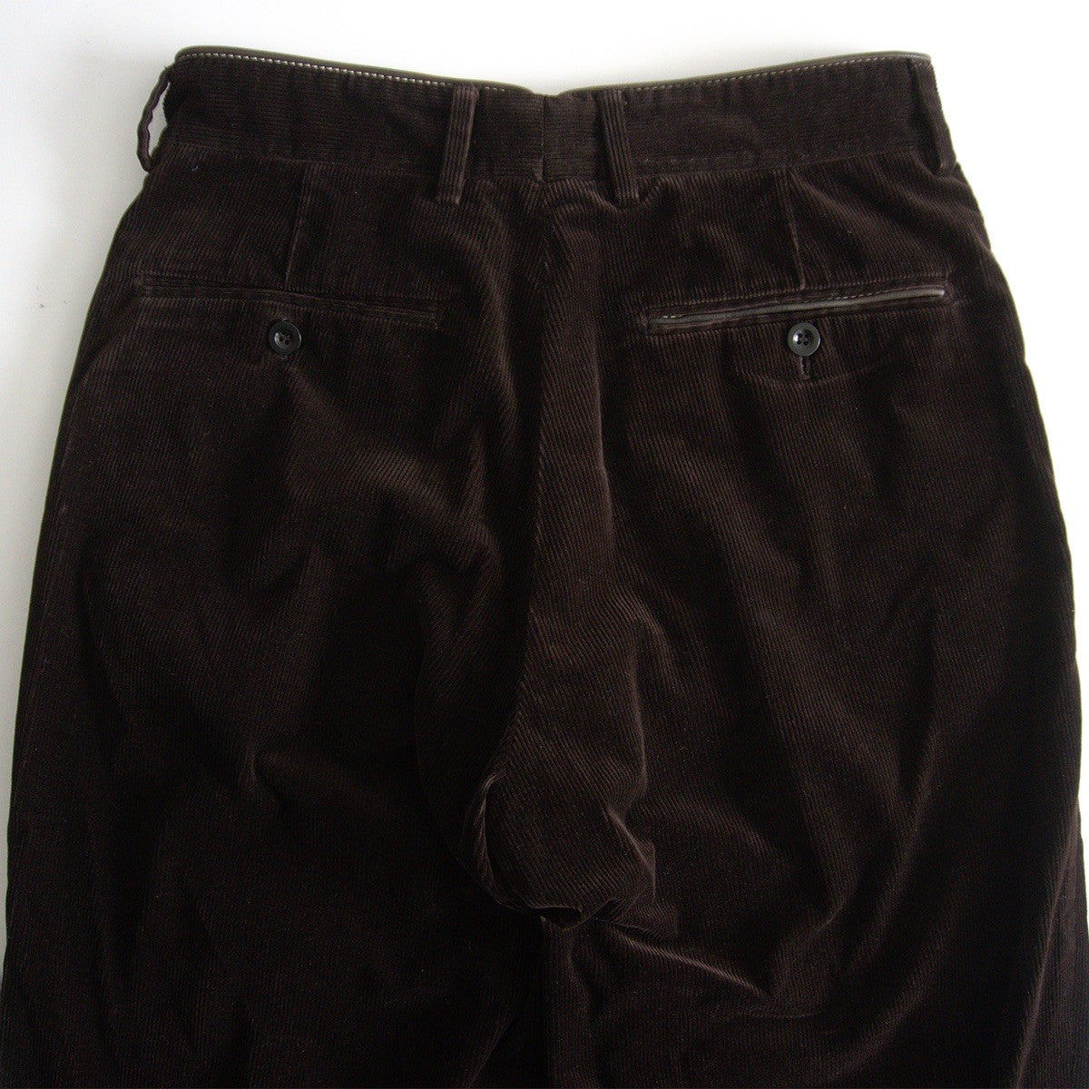 HERMES Leather Trim Corduroy Pants Brown Size 33