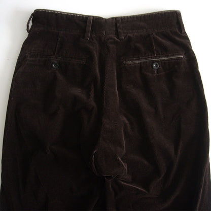 HERMES Leather Trim Corduroy Pants Brown Size 33