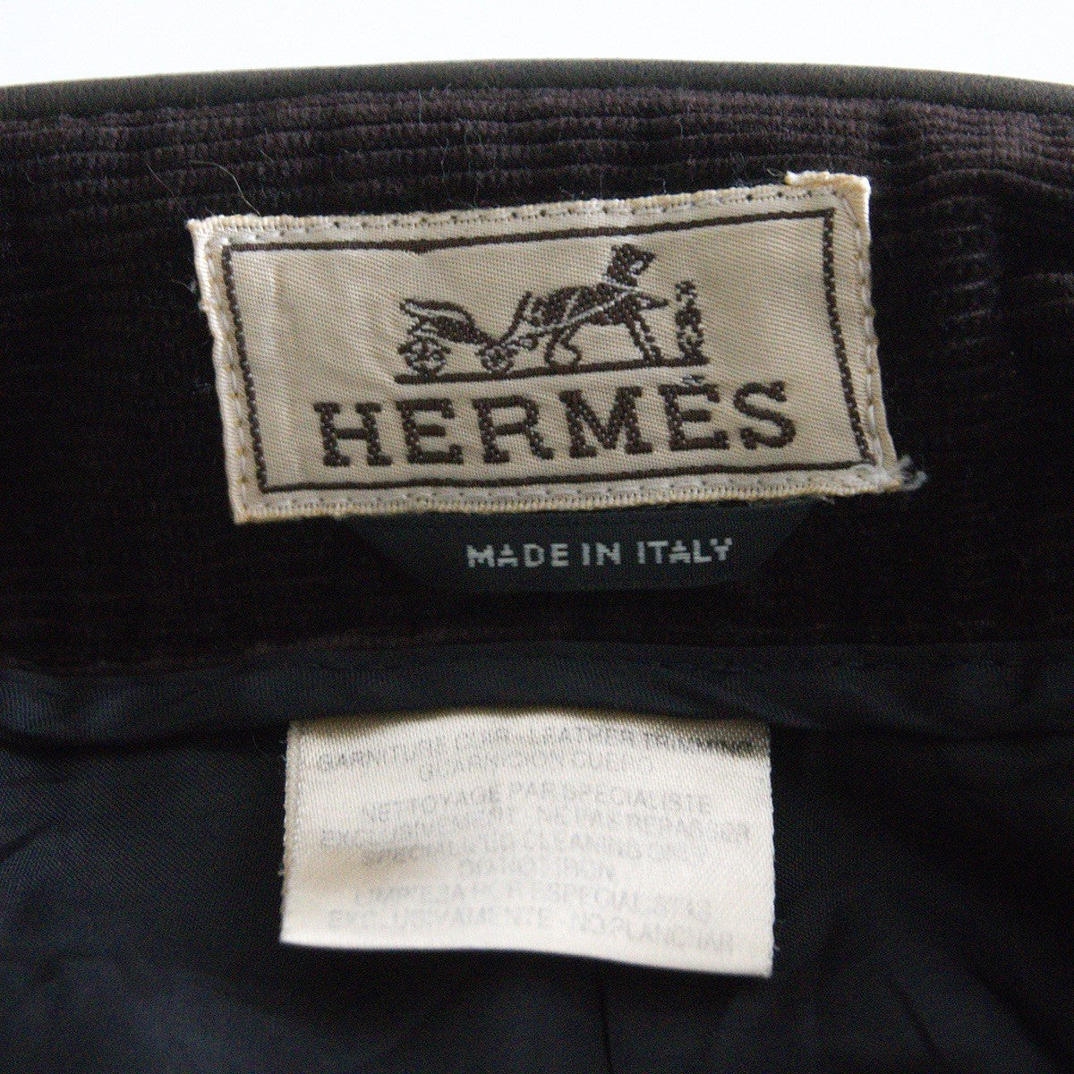 HERMES Leather Trim Corduroy Pants Brown Size 33