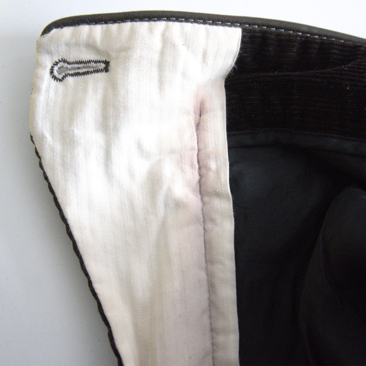 HERMES Leather Trim Corduroy Pants Brown Size 33