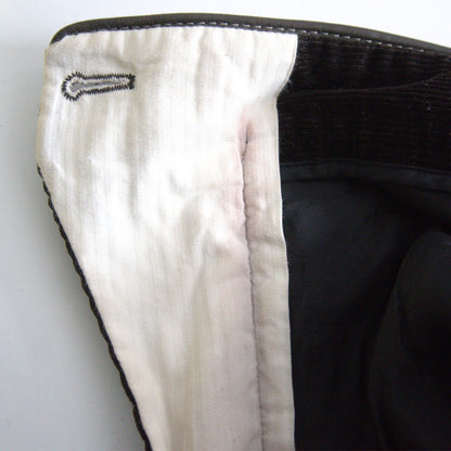 HERMES Leather Trim Corduroy Pants Brown Size 33