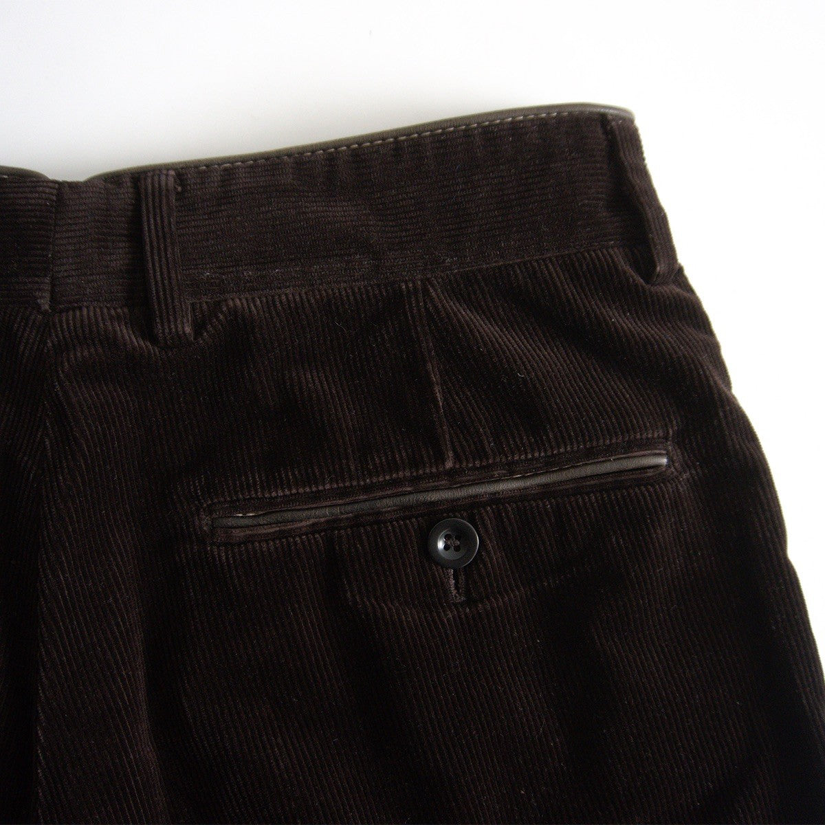 HERMES Leather Trim Corduroy Pants Brown Size 33
