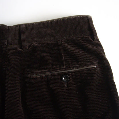 HERMES Leather Trim Corduroy Pants Brown Size 33