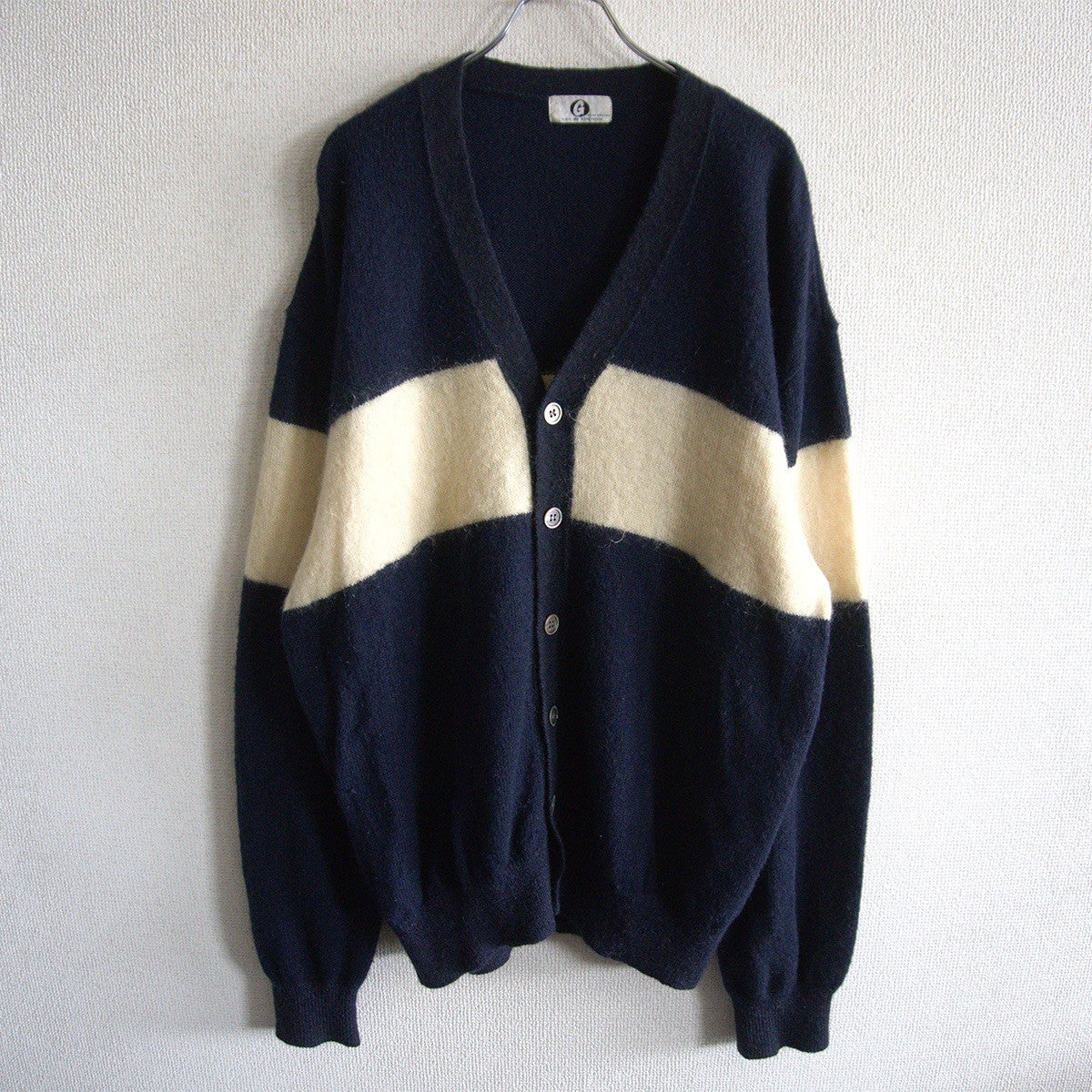 GOOD ENOUGH Navy Wool Nylon Bi-Color Cardigan Size M