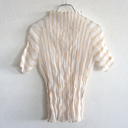 ISSEY MIYAKE Stripe Crinkle Pleats Blouse Size 3