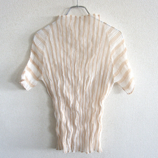 ISSEY MIYAKE Stripe Crinkle Pleats Blouse Size 3