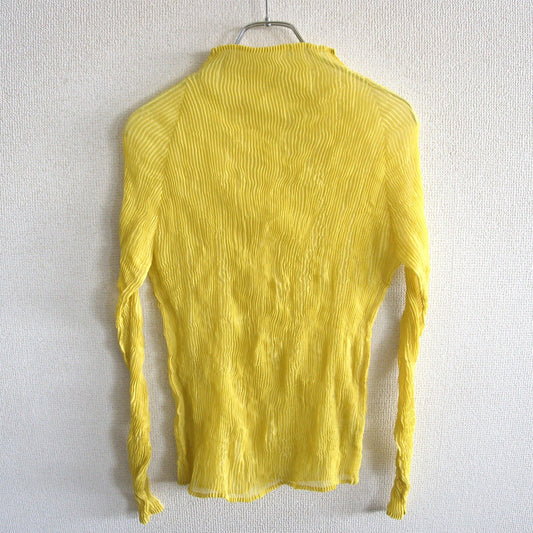 ISSEY MIYAKE Yellow Crinkle Pleats Blouse Size 2