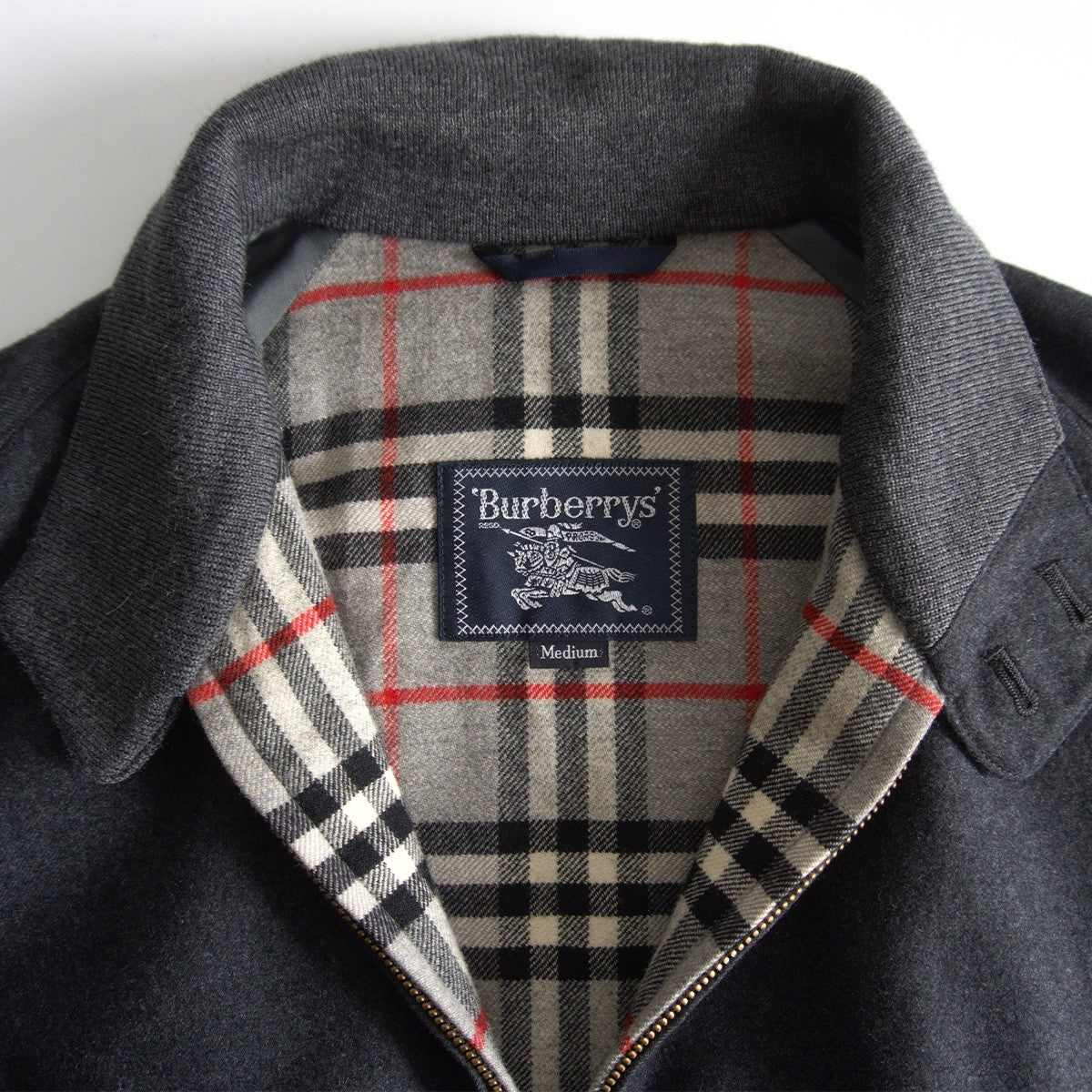 BURBERRYS Wool Swing Jacket Check Lining Gray Size M