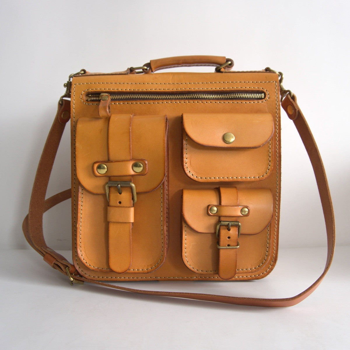HERZ Leather Front 3-Pocket 2-Way Bag Size ONE SIZE